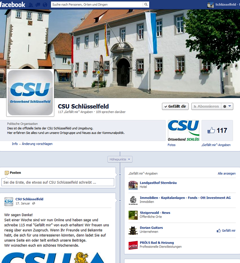 Facebook CSU Schlüsselfeld und Umgebung