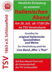 Italienischer Abend TSV Schlüsselfeld 2014 Poster Karibische Nacht Burghaslach