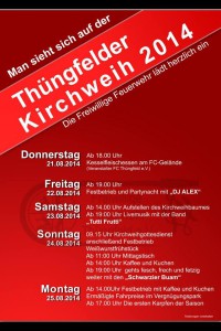 Kirchweih Thüngfeld 2014 DJ Alex Tutti Frutti Kerwa Veranstaltung Oberfranken Bayern Plakat