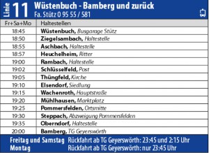 Sandkerwa Express Bus Shuttle Service Schlüsselfeld Bamberg 2014 Haltestellen Fahrzeiten