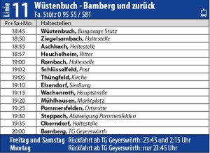 Sandkerwa Express Bus Shuttle Service Schlüsselfeld Bamberg 2014 Haltestellen Fahrzeiten