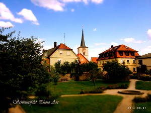 Stadtgarten Stadtpark Schlüsselfeld Foto Bild Oberfranken Steigerwald Kirche Stadtmauer Kunst