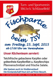 Fischpartie TSV Schlüsselfeld 2015 Vereinsheim