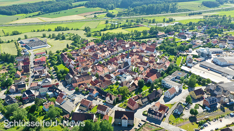 Schlüsselfeld im Steigerwald Luftbild